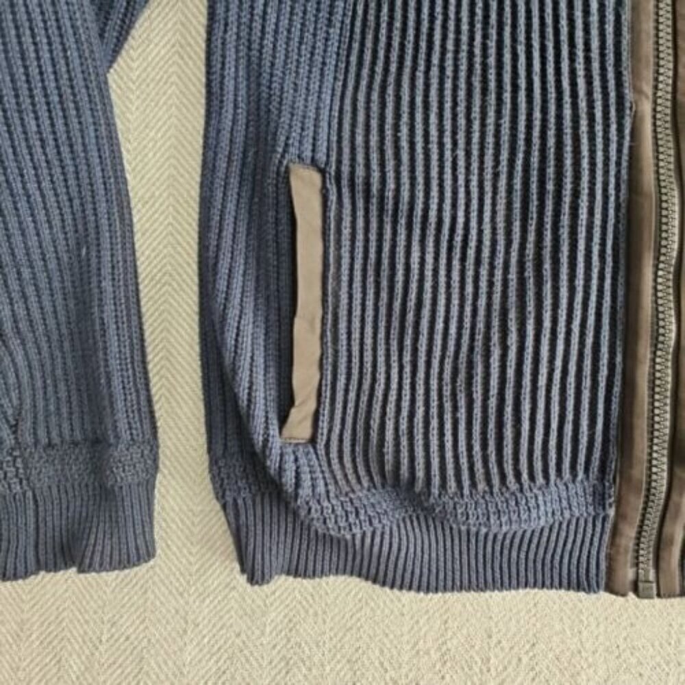 Calvin Klein Sweater Men's XL Cotton Full Zip Jacket Shoulder Patch BLUE - Picture 9 of 16